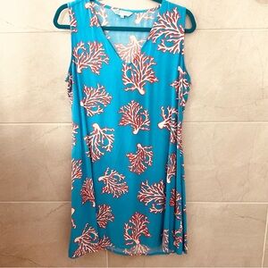 Escapada Blue and Red Coral print Dress